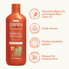 Cantu label close-up highlighting ingredients and clear directions