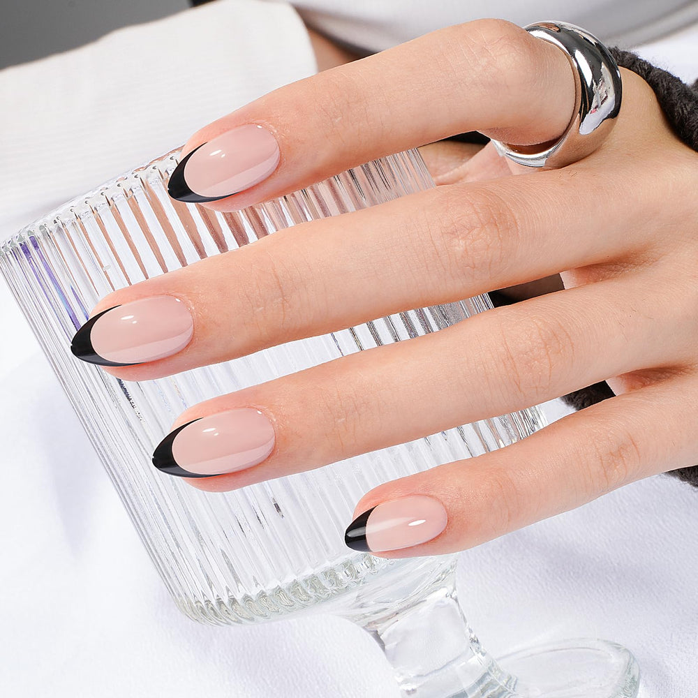 CANVALITE close-up of black French tip detail for precise salon finish