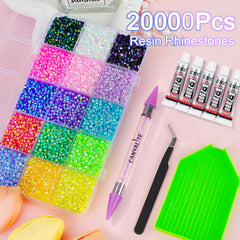 CANVALITE compartment tray open with sorted multicolor gems for tidy organization