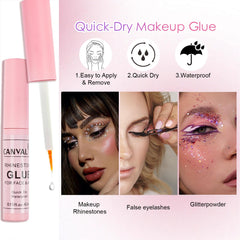 CANVALITE quick-dry clear makeup glue bottle showing applicator tip
