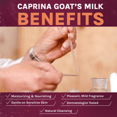 Caprina by Canus bar producing rich lather in hand demonstrating creamy foam and hydrating cleanse