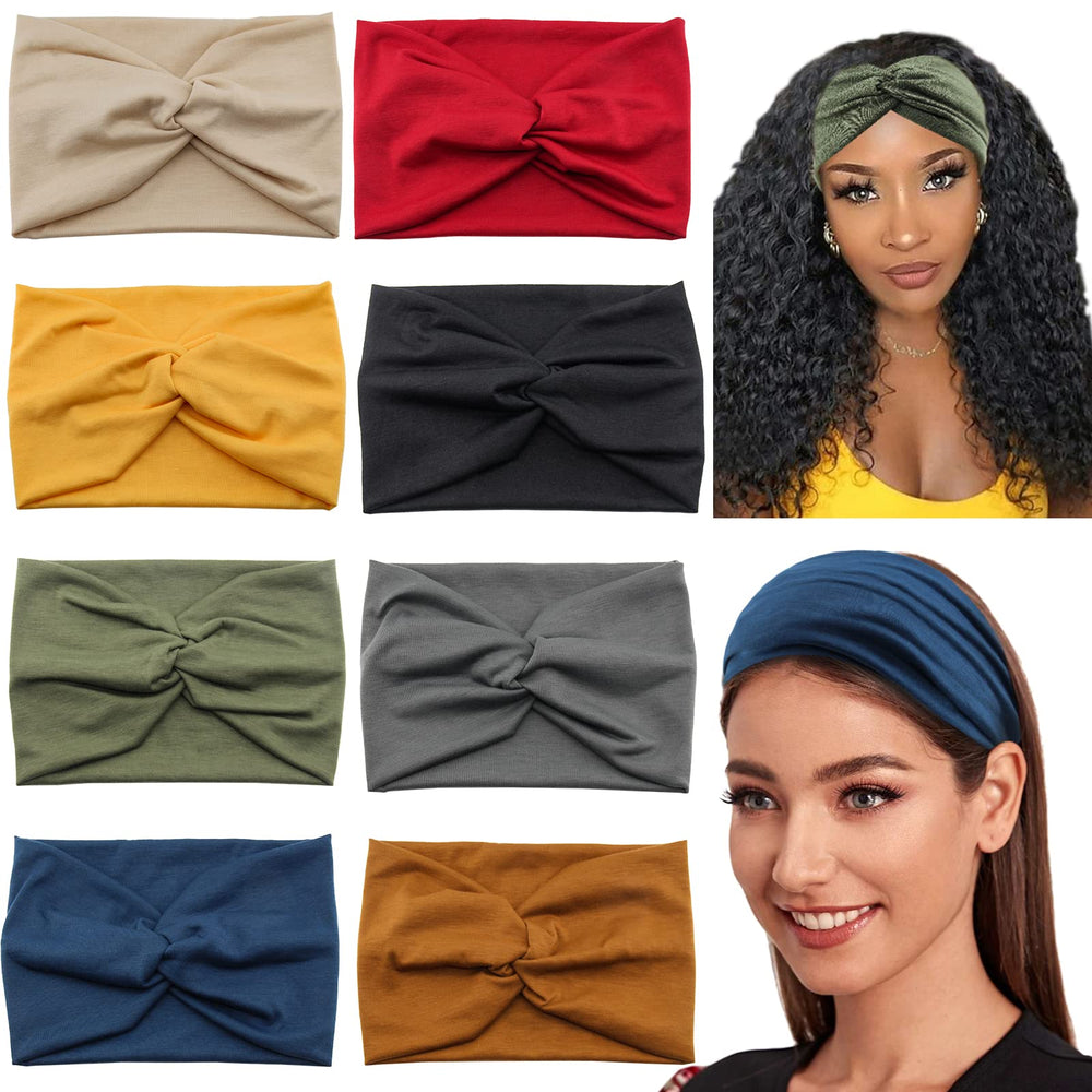 Carede front view of 8-pack headbands showing colors and packaging, convenient set