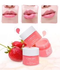 CARE:NEL Pomegranate lip mask label top view showing antioxidant-rich ingredient benefit