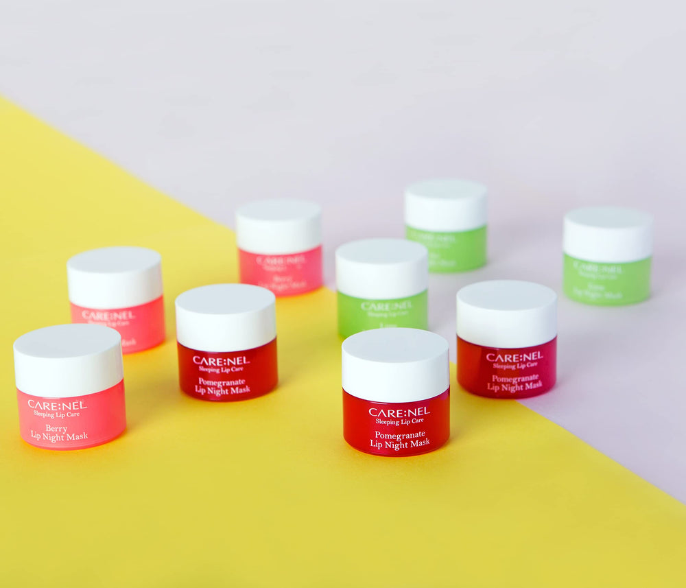 CARE:NEL lip mask trio staged in purse highlighting portability and on-the-go hydration benefit