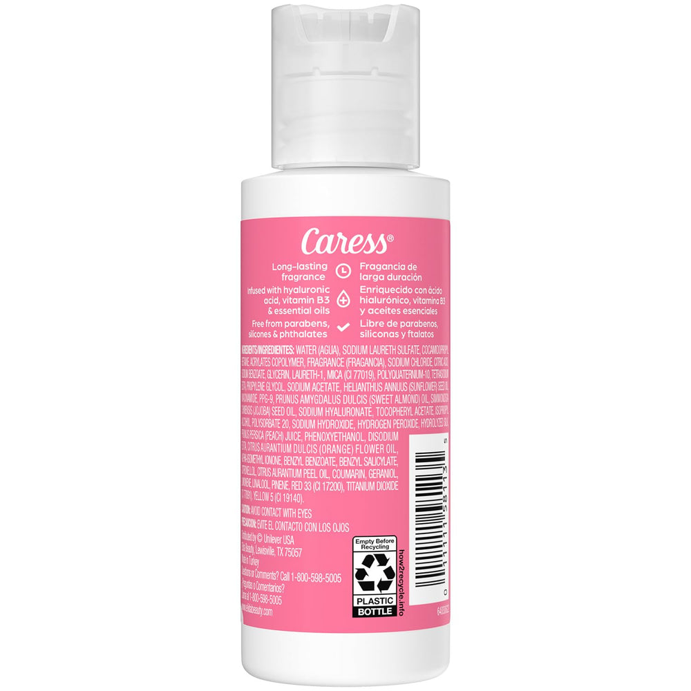 Caress three travel bottles grouped, convenient sizes for travel and gym