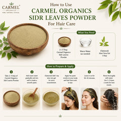CARMEL ORGANICS scoop with powder next to ruler showing 8-ounce supply benefit