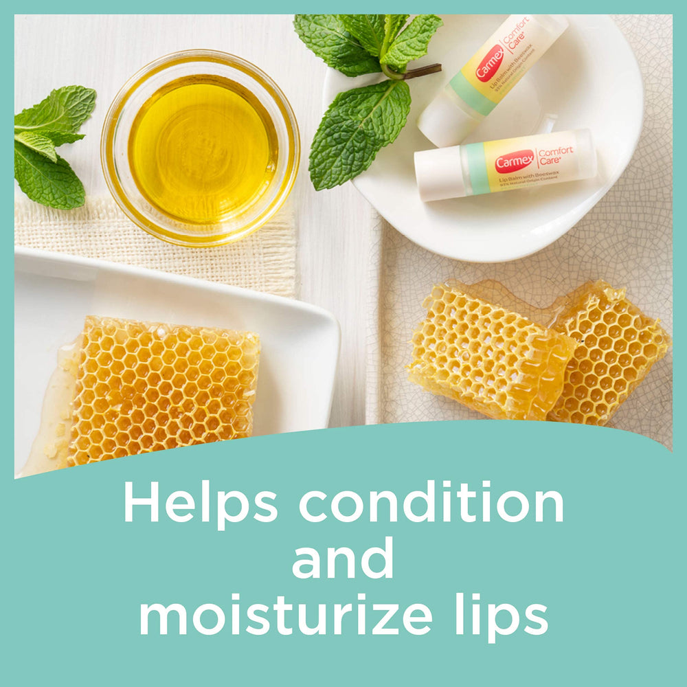 Carmex close-up of beeswax texture highlighting natural-sourced moisturizing benefit