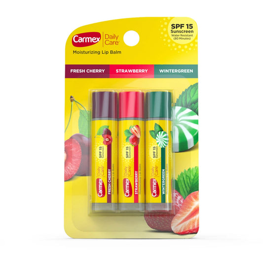 Carmex front packaging showing 2-pack value and SPF15 protection