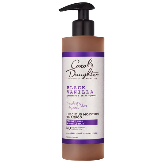 Carol's Daughter front bottle showing Black Vanilla branding and hydration benefit