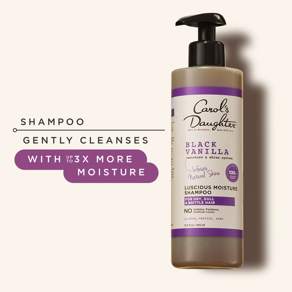 Carol's Daughter shampoo pouring into hand illustrating easy dispensing and hydration