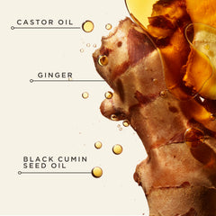 Carol's Daughter label close-up highlighting castor oil and black cumin seed ingredient benefits