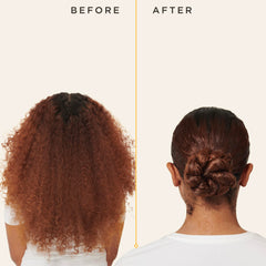 Carol's Daughter applying balm to ponytail for smooth, long-lasting hold