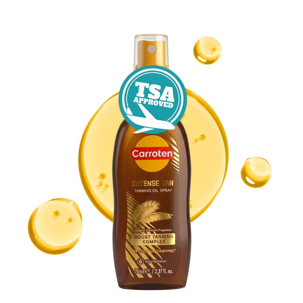 Carroten front bottle showing travel-size design and quick bronzing benefit
