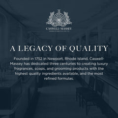 Caswell-Massey ingredients label displaying plant-based formula and clean composition