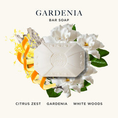 Caswell-Massey close-up of the gardenia soap bar highlighting smooth triple-milled finish