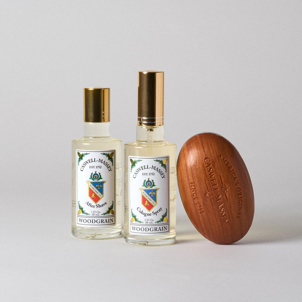 Caswell-Massey hand holding soap in shower demonstrating easy lather