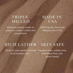 Caswell-Massey soap lather texture close-up showing creamy foam benefit
