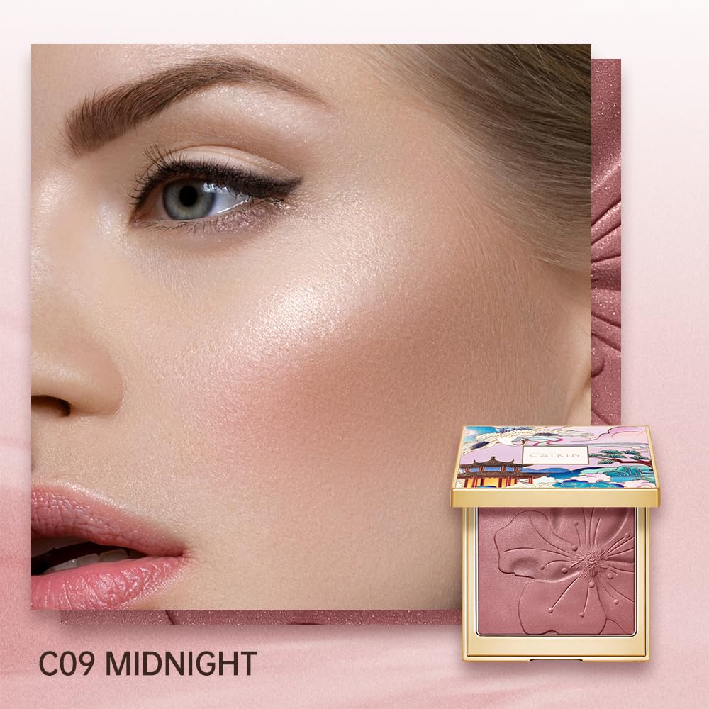 Catkin blush applied with brush demonstrating easy pickup and even color