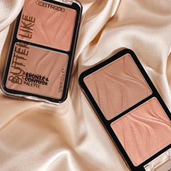 Catrice palette applied on cheek, natural sculpting and glow