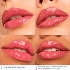 Catrice model lips wearing gloss demonstrating glossy, fuller-looking lip effect