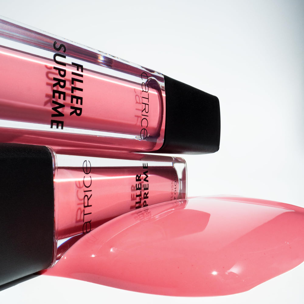 Catrice texture drop detail showing glossy formula for visible hydration and plumping benefit