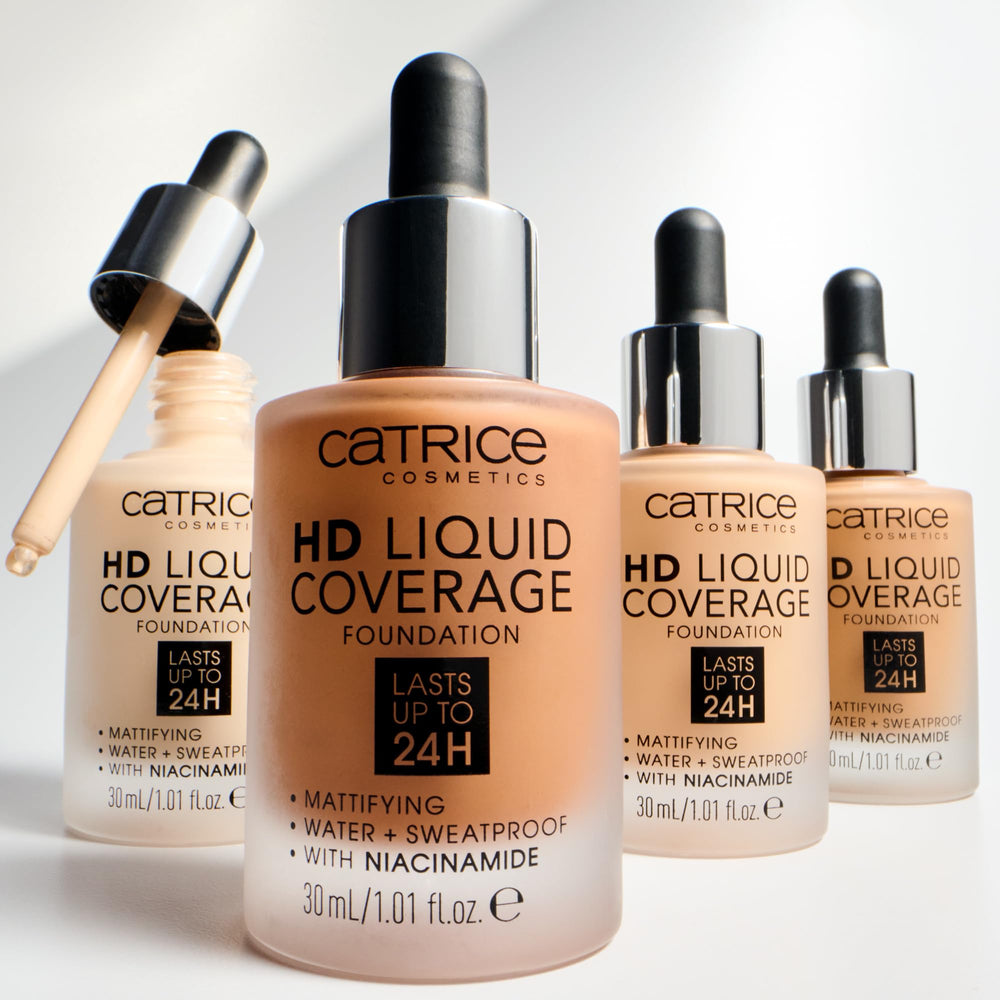 Catrice before and after comparing coverage and skin evenness