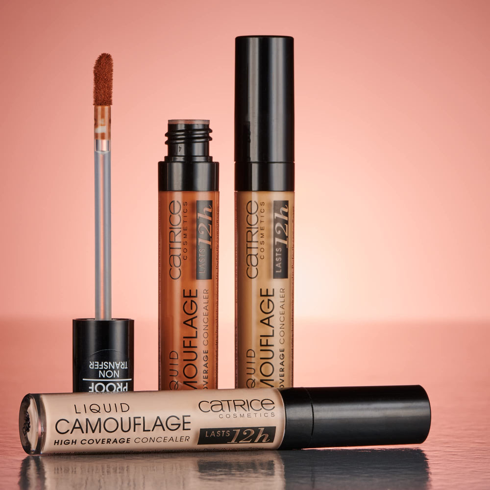 Catrice before and after under‑eye correction showing brightened results