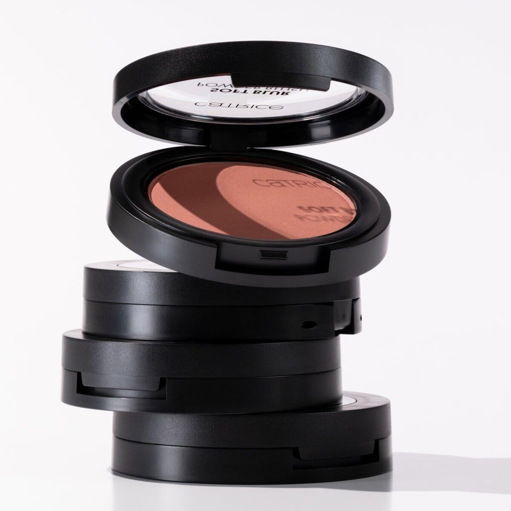 Catrice soft blur powder blush pan close-up highlighting velvety matte surface and smooth finish