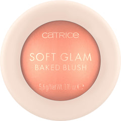 Catrice Soft Glam Baked Blush front pan showing peachy shade and glow benefit