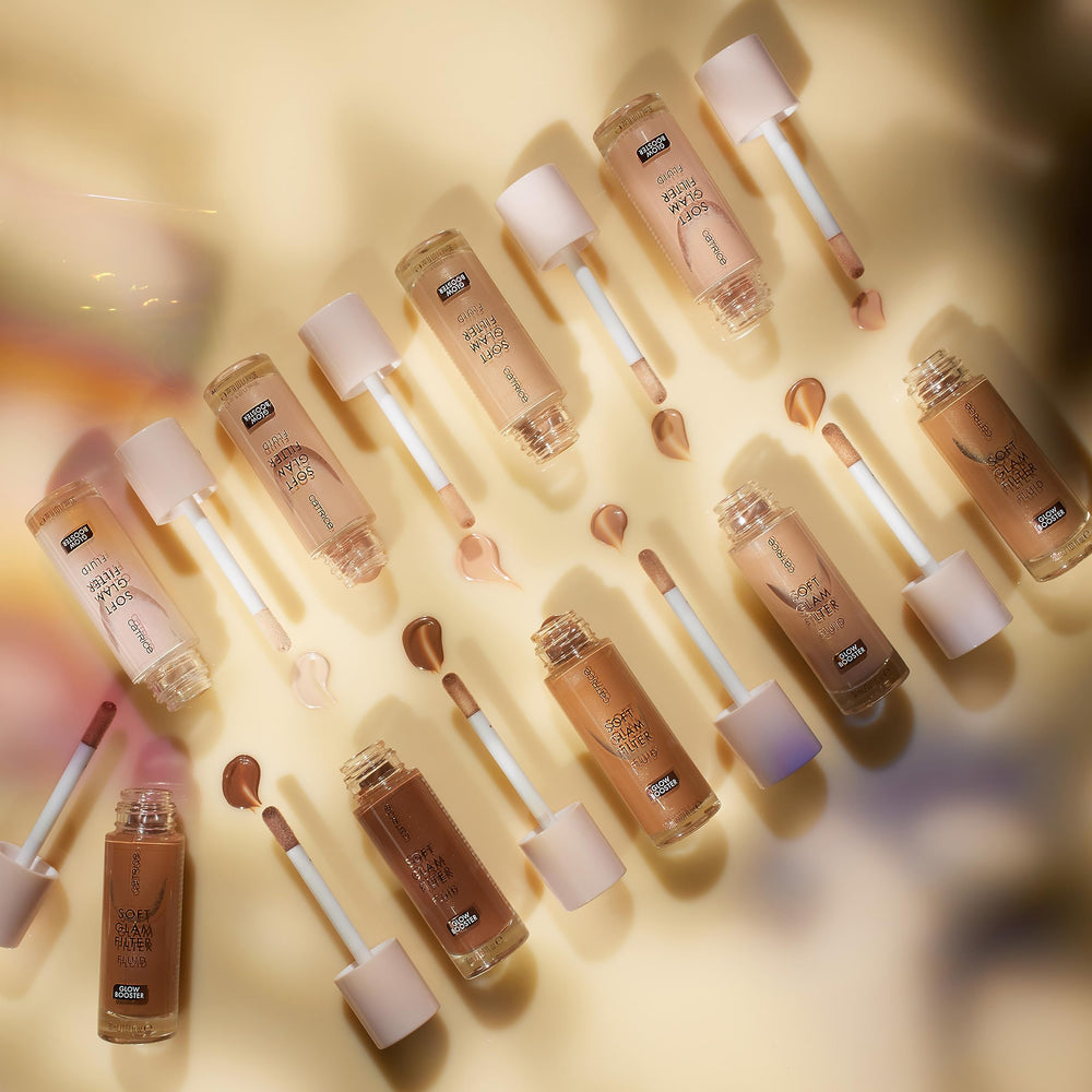 Catrice model cheek with fluid highlight demonstrating radiant dimension and natural sheen