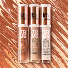 Catrice True Skin label close-up showing ingredient claims and cleaner standard benefit