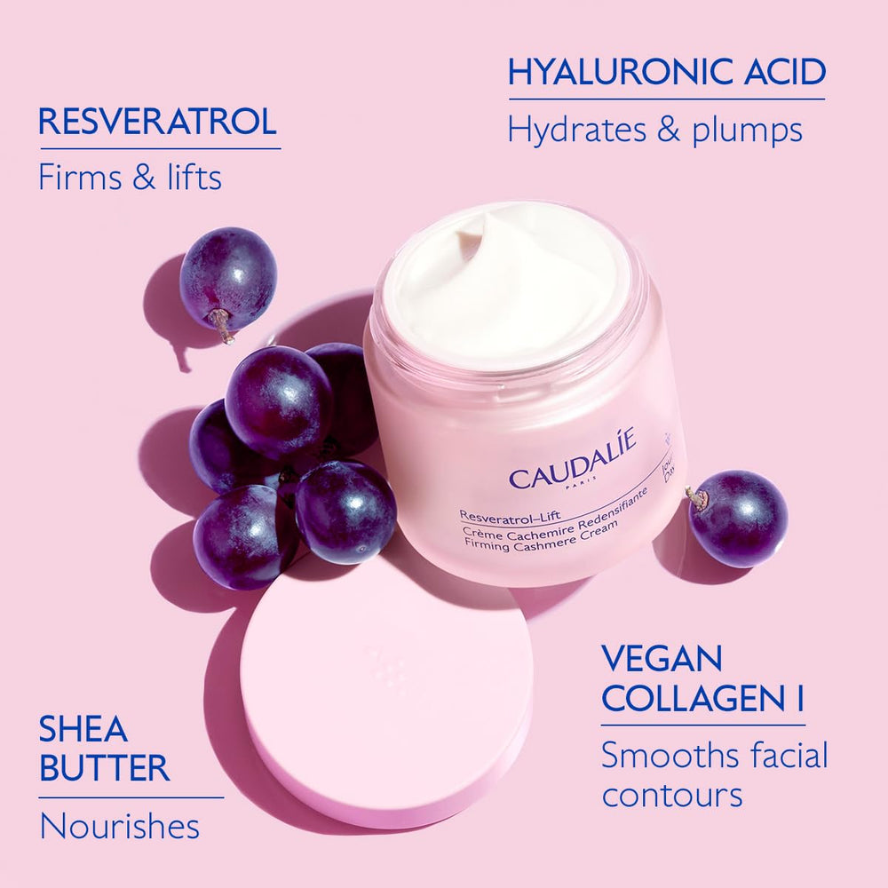 Caudalie jar open with cream inside showing convenient pump and hygienic use