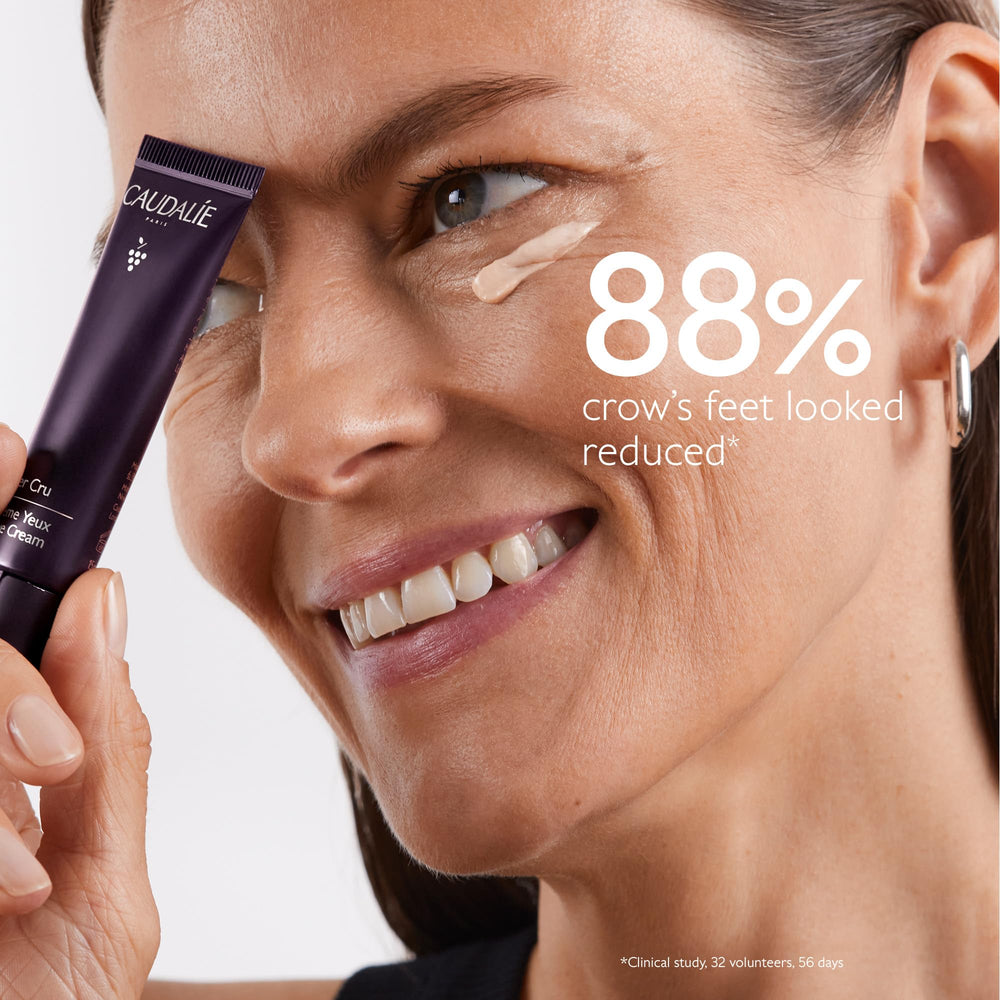 Caudalie product with key ingredients flatlay highlighting longevity patent benefit