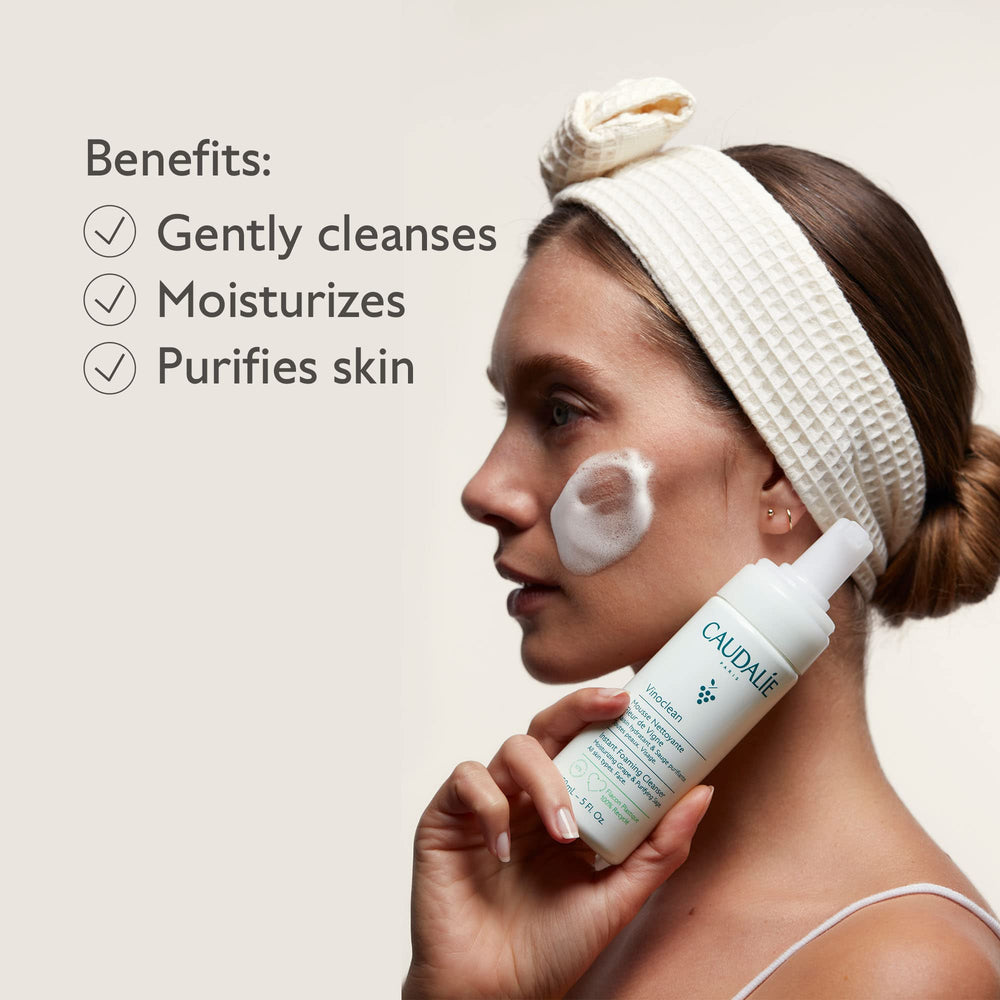 Caudalie in a bathroom scene showing how it fits into daily skincare routine