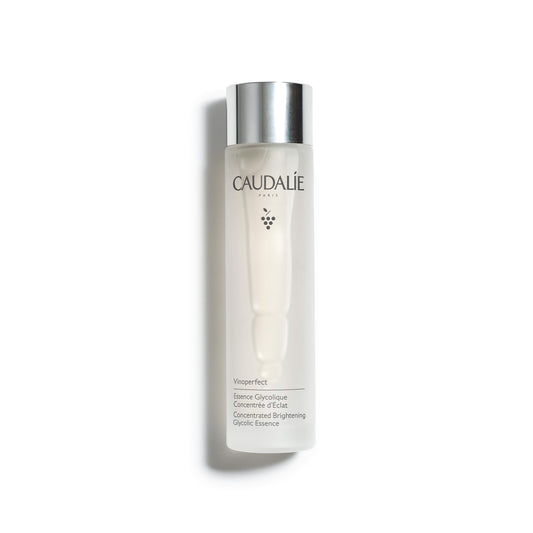 Caudalie bottle front view showing elegant packaging and radiance boost