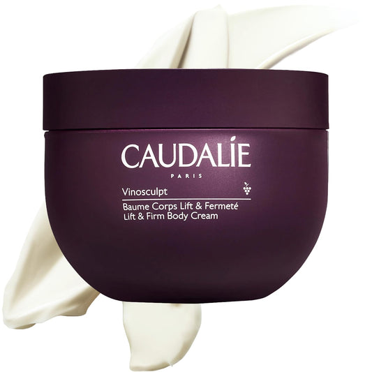 Caudalie Vinosculpt front jar showing label and 250 mL size for easy identification and firmness benefit
