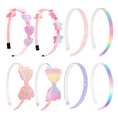 CAVETEE front view of 8-piece glitter headband set shows variety and convenience