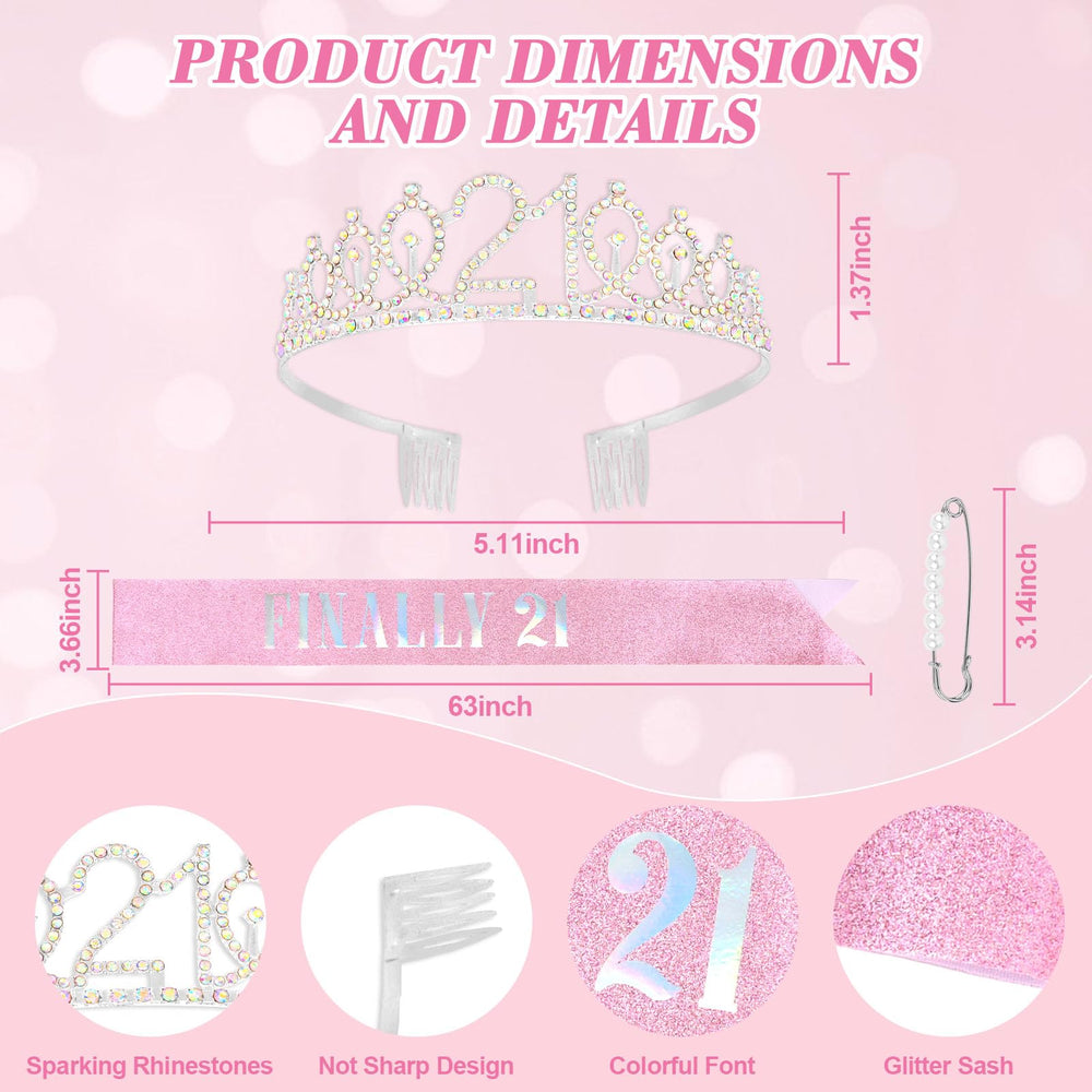 CAVETEE sash glitter texture and "Finally 21" lettering, high visibility