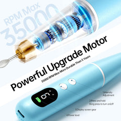 Ccigedy nail drill in use during manicure showing smoother, faster filing benefit