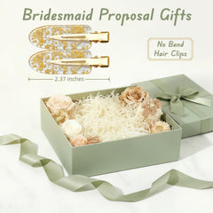 Cctvrtv flat lay with clips inside a bridesmaid proposal box for gift-ready presentation
