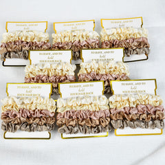 CEELGON scrunchies arranged on a bachelorette table showing coordinated party styling