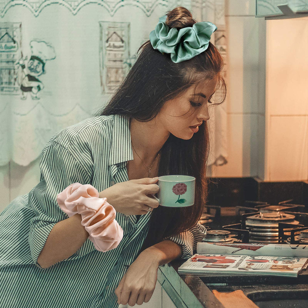 CEELGON six-color scrunchie set flatlay offering styling versatility