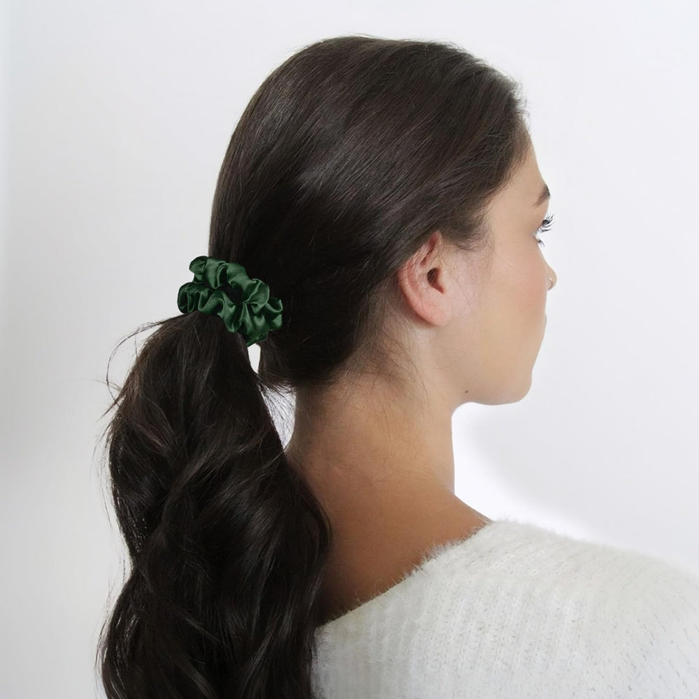 CEELGON gradient green scrunchies lined up to show color variations and coordination