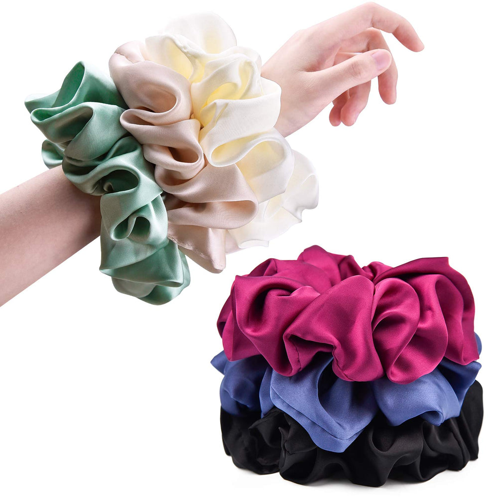 CEELGON oversized scrunchie front view showing wide satin band and neat finish
