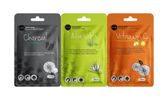Celavi sheet mask next to hand for scale indicating compact single-use size
