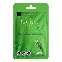Celavi tea tree mask close-up showing sheet texture and calming benefit