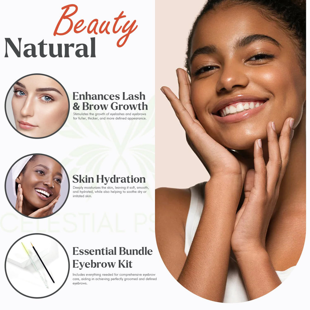 Celestial Psyché being applied to eyebrow showing tidy grooming and conditioning benefit
