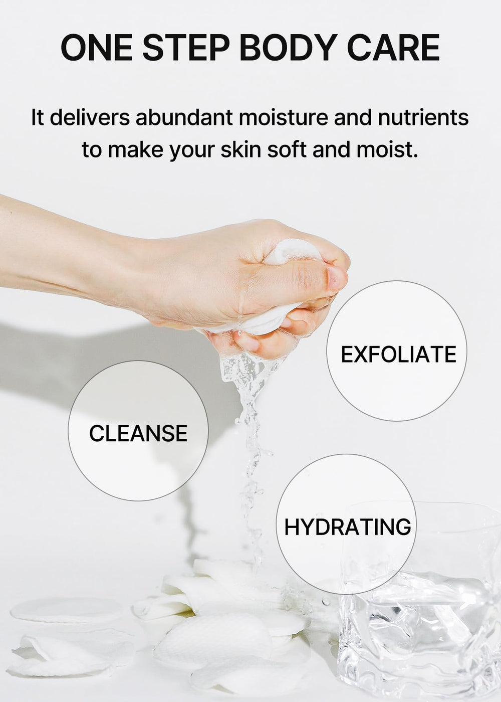 celimax pad being applied to underarm area, soothes and refines skin benefit