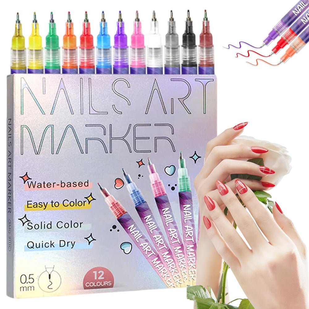 CEMENRETE front packaging showing 12-color nail art pen set and compact case for portability