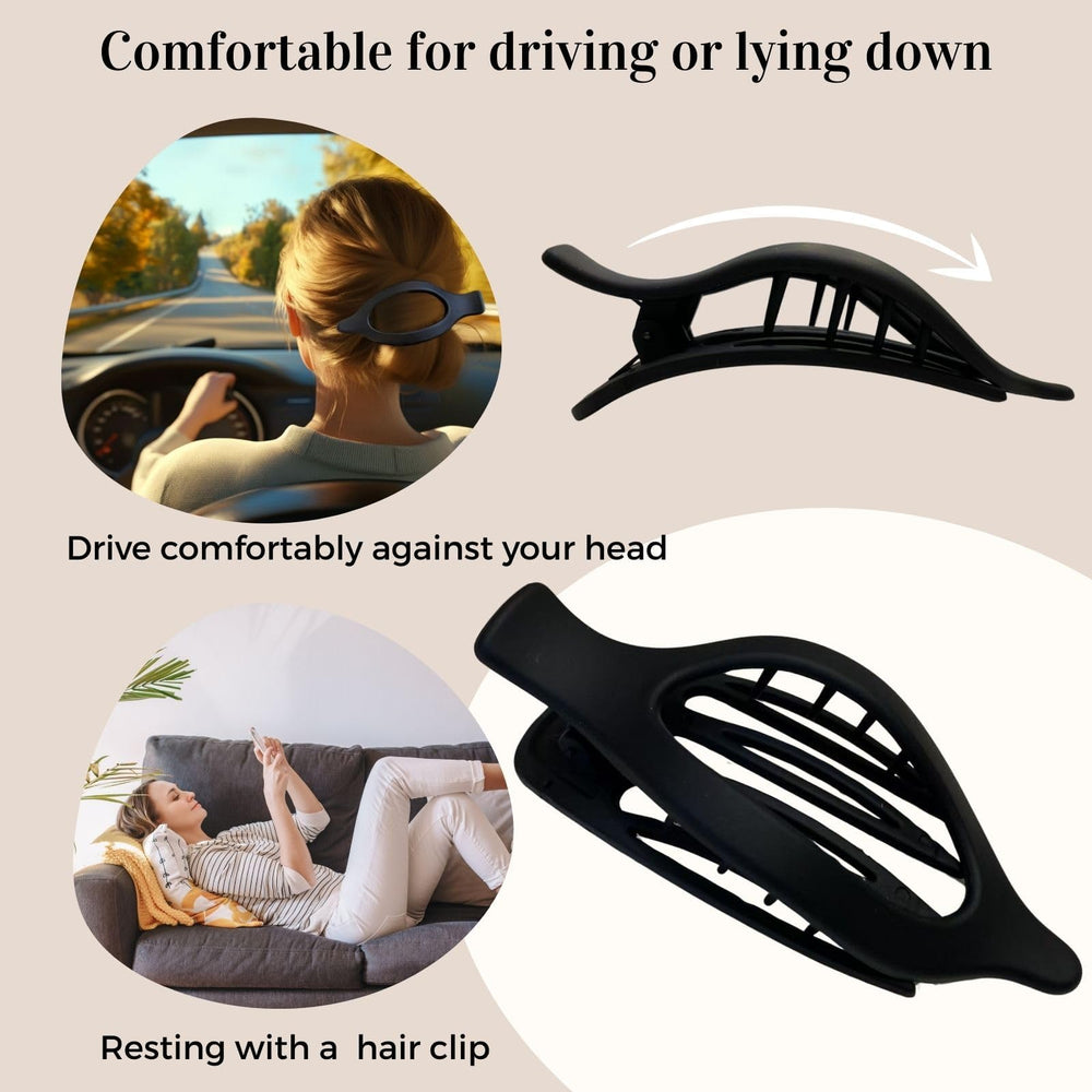 CENTSTAR clip securing a thick bun with comfortable low-profile hold